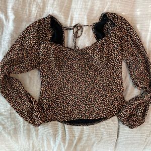 Abercrombie and Fitch Black and brown floral blouse